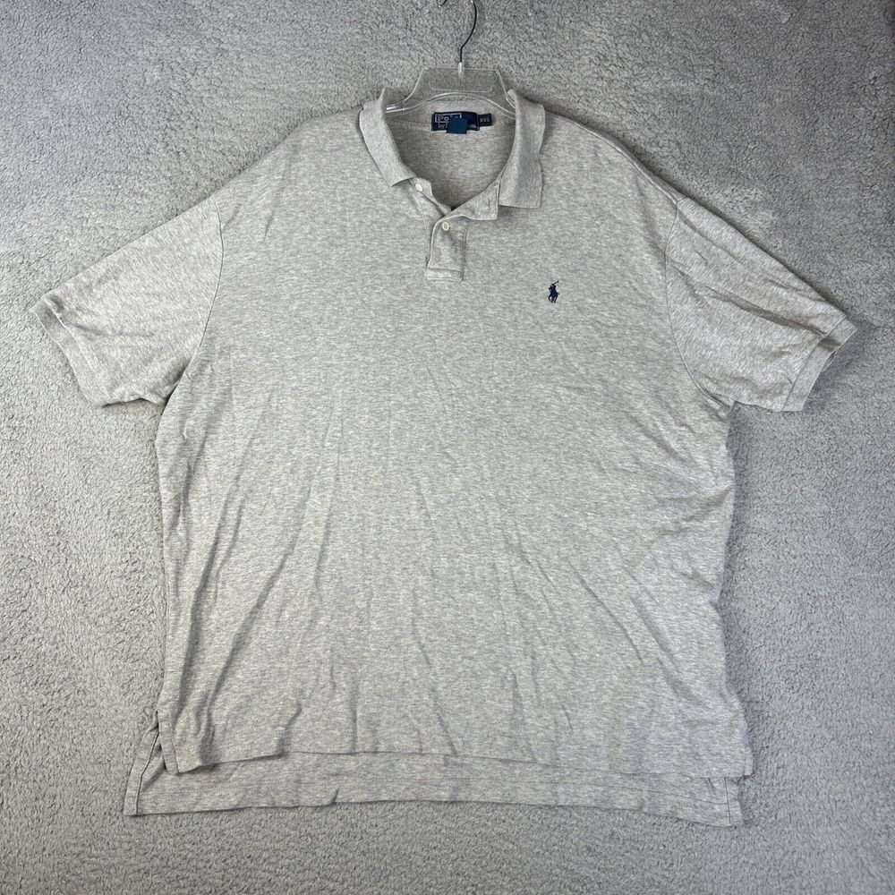 Polo Ralph Lauren Polo Shirt Mens‎ XXL Grey Blue Pony Short Sleeve Stretch Golf